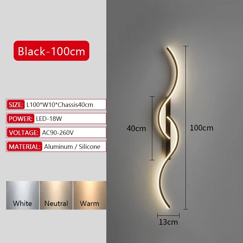 Long Strip LED Wall Lamp Modern Remote Control Dimming Living Roomdecor Wall Lamp Background Bedroom Bedside Home LED Lighting - Smoothy Home