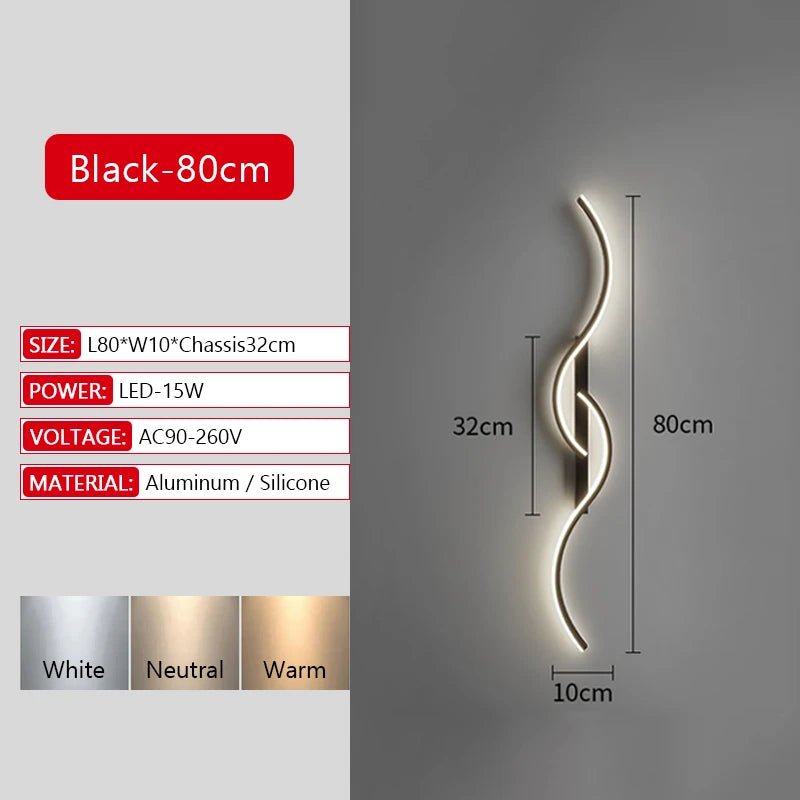 Long Strip LED Wall Lamp Modern Remote Control Dimming Living Roomdecor Wall Lamp Background Bedroom Bedside Home LED Lighting - Smoothy Home