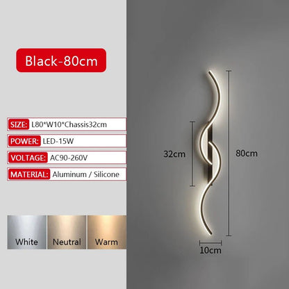Long Strip LED Wall Lamp Modern Remote Control Dimming Living Roomdecor Wall Lamp Background Bedroom Bedside Home LED Lighting - Smoothy Home