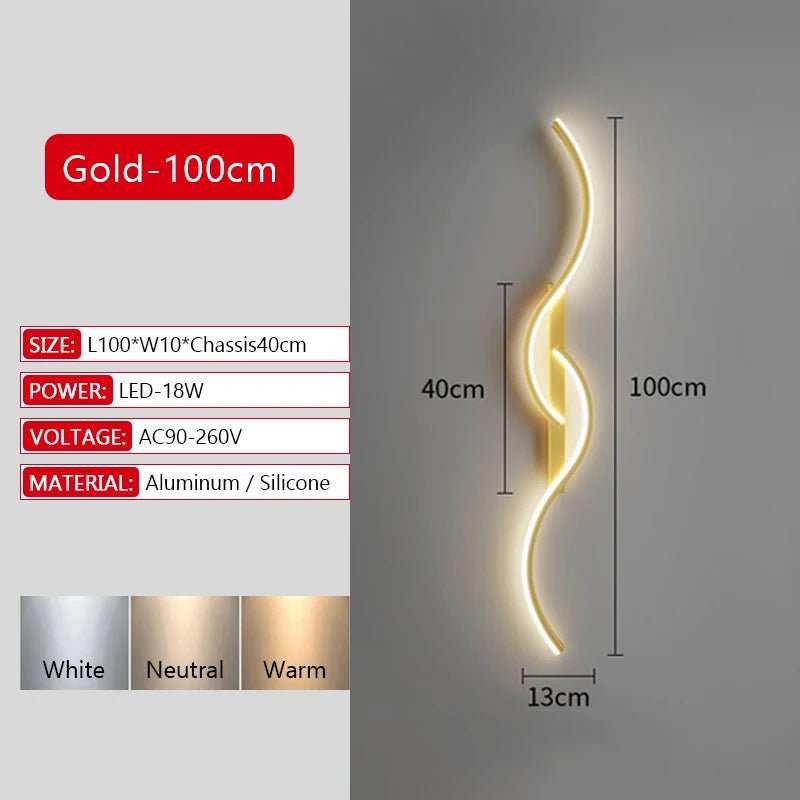 Long Strip LED Wall Lamp Modern Remote Control Dimming Living Roomdecor Wall Lamp Background Bedroom Bedside Home LED Lighting - Smoothy Home