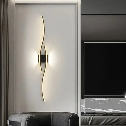 Long Strip LED Wall Lamp Modern Remote Control Dimming Living Roomdecor Wall Lamp Background Bedroom Bedside Home LED Lighting - Smoothy Home