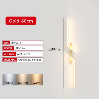Long Strip LED Wall Lamp Modern Remote Control Dimming Living Roomdecor Wall Lamp Background Bedroom Bedside Home LED Lighting - Smoothy Home