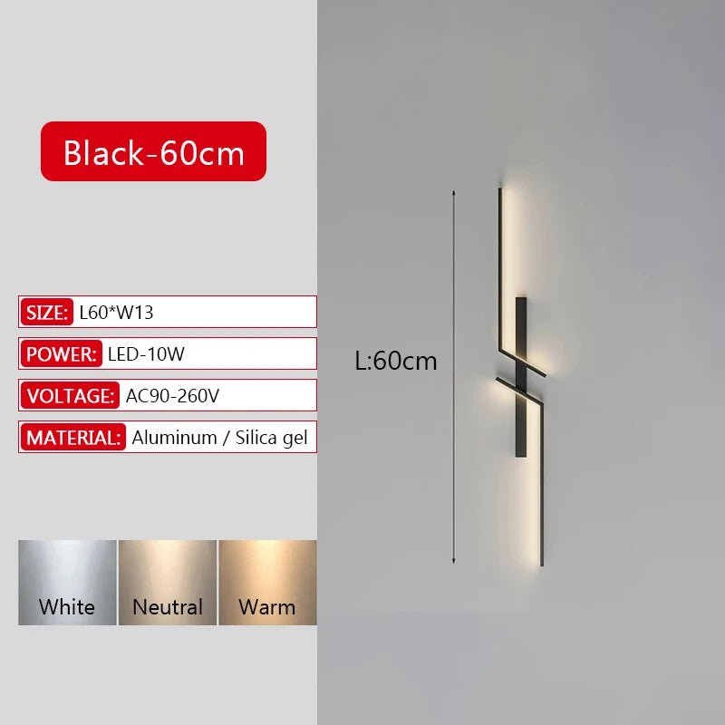 Long Strip LED Wall Lamp Modern Remote Control Dimming Living Roomdecor Wall Lamp Background Bedroom Bedside Home LED Lighting - Smoothy Home