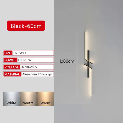 Long Strip LED Wall Lamp Modern Remote Control Dimming Living Roomdecor Wall Lamp Background Bedroom Bedside Home LED Lighting - Smoothy Home