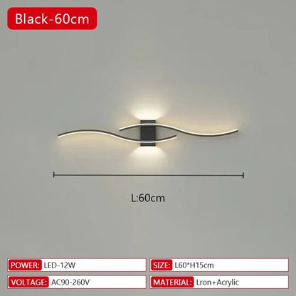 Long Strip LED Wall Lamp Modern Remote Control Dimming Living Roomdecor Wall Lamp Background Bedroom Bedside Home LED Lighting - Smoothy Home