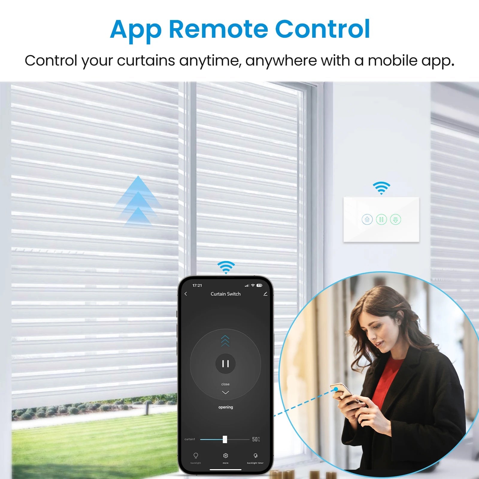 LoraTap Tuya Smart Curtain Switch Percentage Remote Control Google Assistant Alexa Home Automation - Smoothy Home