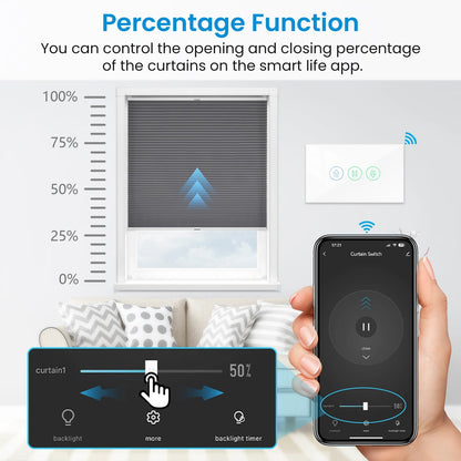 LoraTap Tuya Smart Curtain Switch Percentage Remote Control Google Assistant Alexa Home Automation - Smoothy Home