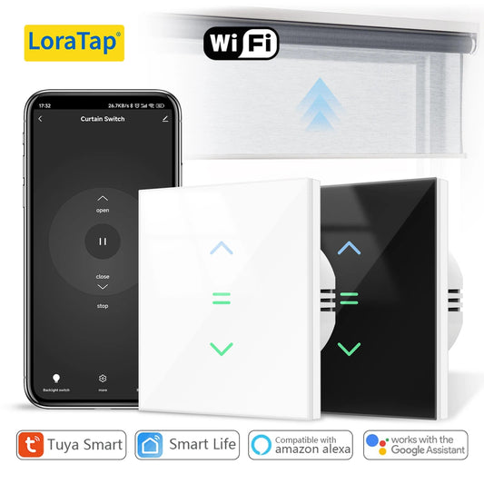 LoraTap WiFi Curtains Blinds Roller Shutter Switch Backlight Tuya Smart Life App Remote Control Google Home Alexa Voice - Smoothy Home