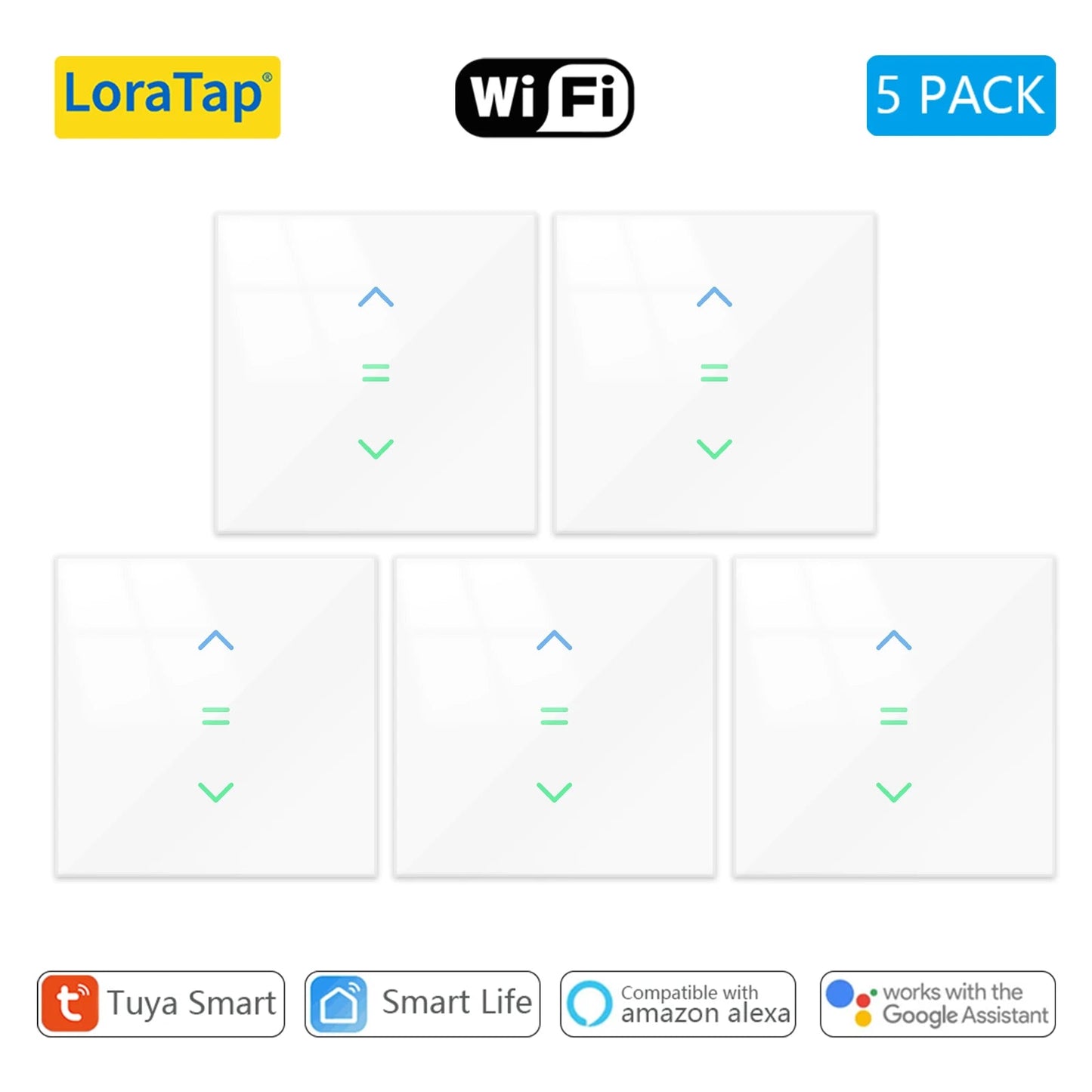 LoraTap WiFi Curtains Blinds Roller Shutter Switch Backlight Tuya Smart Life App Remote Control Google Home Alexa Voice - Smoothy Home