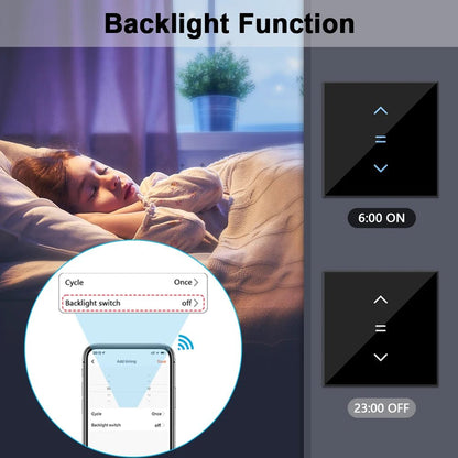 LoraTap WiFi Curtains Blinds Roller Shutter Switch Backlight Tuya Smart Life App Remote Control Google Home Alexa Voice - Smoothy Home