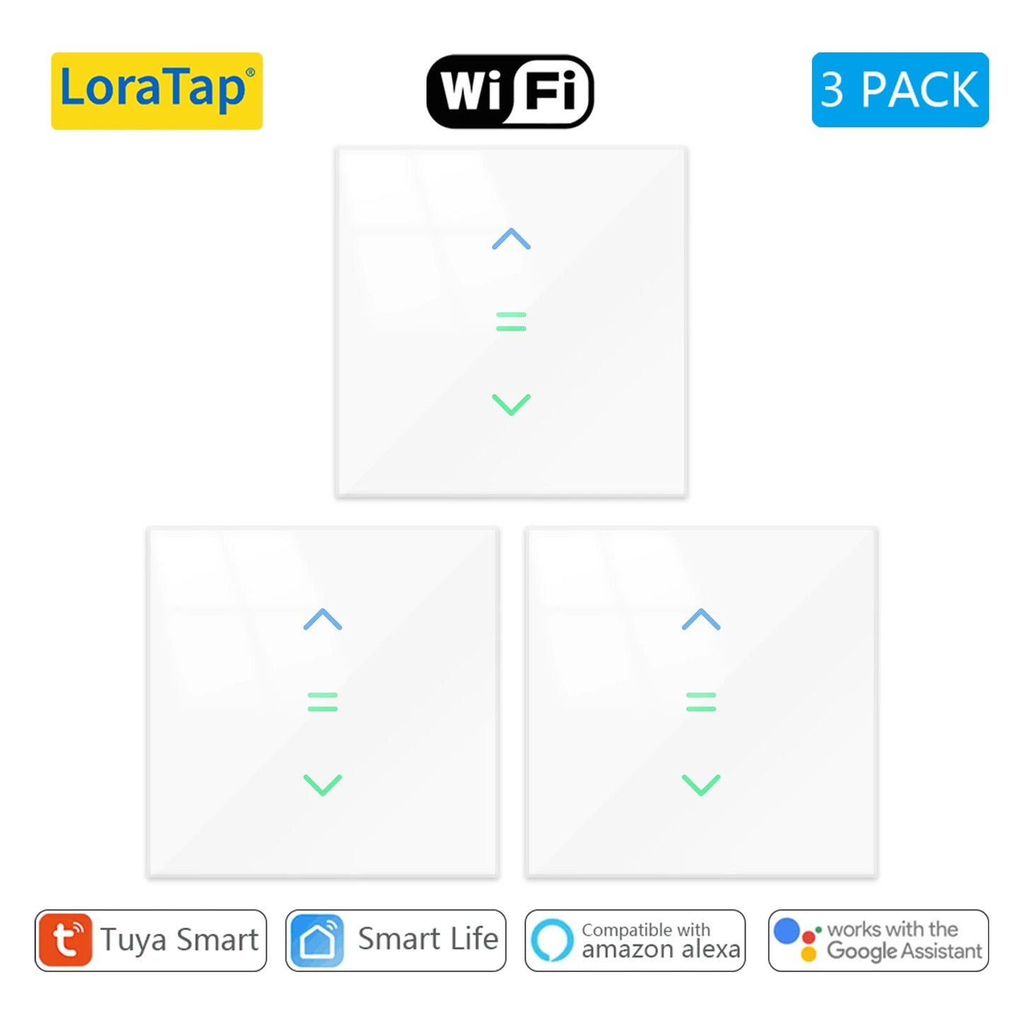 LoraTap WiFi Curtains Blinds Roller Shutter Switch Backlight Tuya Smart Life App Remote Control Google Home Alexa Voice - Smoothy Home
