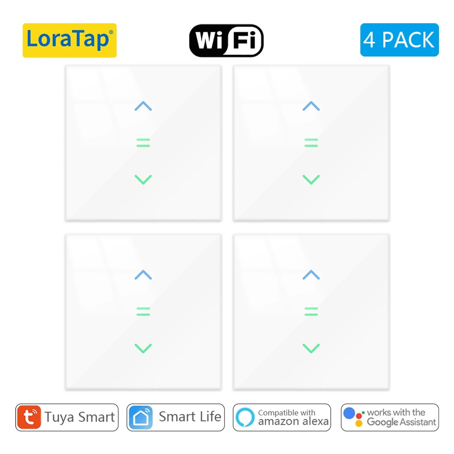 LoraTap WiFi Curtains Blinds Roller Shutter Switch Backlight Tuya Smart Life App Remote Control Google Home Alexa Voice - Smoothy Home