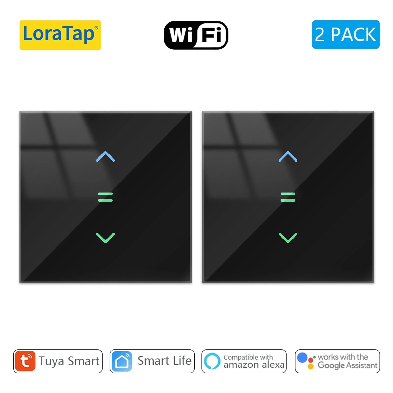 LoraTap WiFi Curtains Blinds Roller Shutter Switch Backlight Tuya Smart Life App Remote Control Google Home Alexa Voice - Smoothy Home