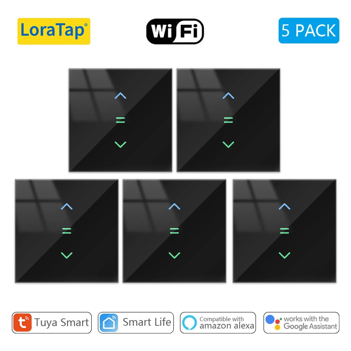 LoraTap WiFi Curtains Blinds Roller Shutter Switch Backlight Tuya Smart Life App Remote Control Google Home Alexa Voice - Smoothy Home