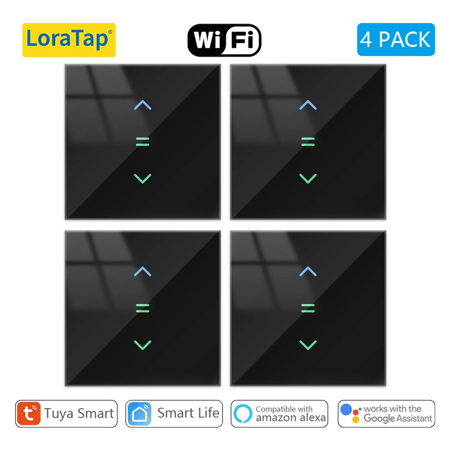 LoraTap WiFi Curtains Blinds Roller Shutter Switch Backlight Tuya Smart Life App Remote Control Google Home Alexa Voice - Smoothy Home