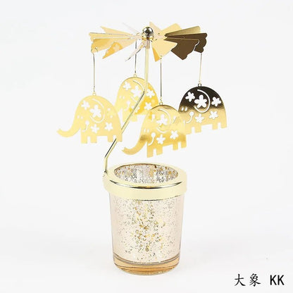 Love Wedding Candle Holders Snowflake Deer Fairy Rotating Candlestick Metal Tray Romantic Home Decoration Christmas Ornament ﻿ - Smoothy Home
