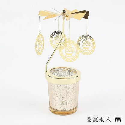 Love Wedding Candle Holders Snowflake Deer Fairy Rotating Candlestick Metal Tray Romantic Home Decoration Christmas Ornament ﻿ - Smoothy Home