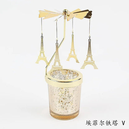Love Wedding Candle Holders Snowflake Deer Fairy Rotating Candlestick Metal Tray Romantic Home Decoration Christmas Ornament ﻿ - Smoothy Home