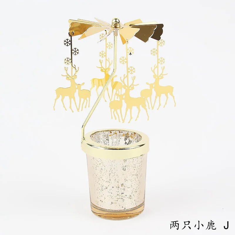 Love Wedding Candle Holders Snowflake Deer Fairy Rotating Candlestick Metal Tray Romantic Home Decoration Christmas Ornament ﻿ - Smoothy Home