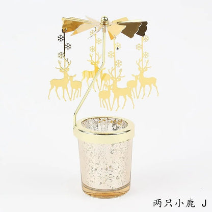 Love Wedding Candle Holders Snowflake Deer Fairy Rotating Candlestick Metal Tray Romantic Home Decoration Christmas Ornament ﻿ - Smoothy Home