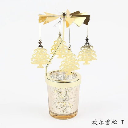 Love Wedding Candle Holders Snowflake Deer Fairy Rotating Candlestick Metal Tray Romantic Home Decoration Christmas Ornament ﻿ - Smoothy Home