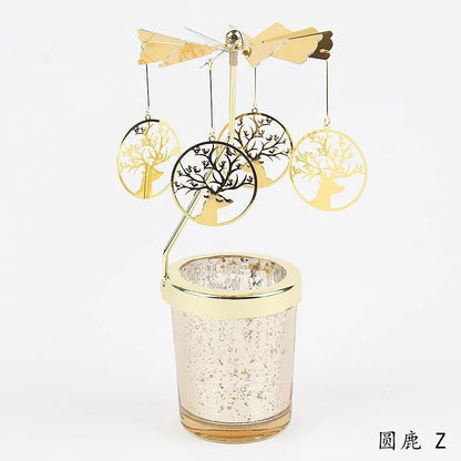 Love Wedding Candle Holders Snowflake Deer Fairy Rotating Candlestick Metal Tray Romantic Home Decoration Christmas Ornament ﻿ - Smoothy Home