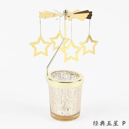 Love Wedding Candle Holders Snowflake Deer Fairy Rotating Candlestick Metal Tray Romantic Home Decoration Christmas Ornament ﻿ - Smoothy Home