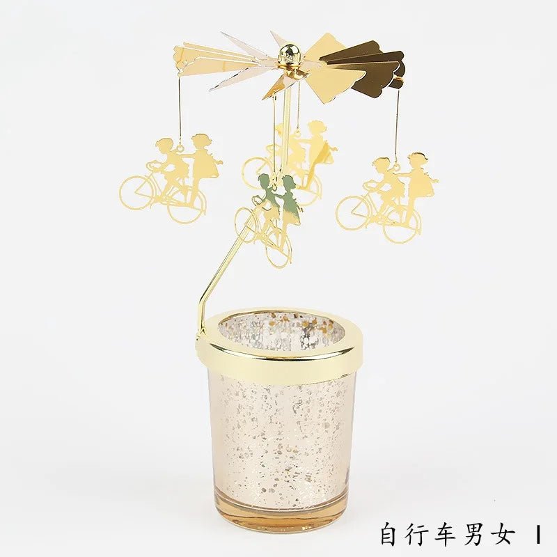 Love Wedding Candle Holders Snowflake Deer Fairy Rotating Candlestick Metal Tray Romantic Home Decoration Christmas Ornament ﻿ - Smoothy Home