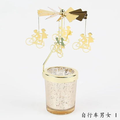 Love Wedding Candle Holders Snowflake Deer Fairy Rotating Candlestick Metal Tray Romantic Home Decoration Christmas Ornament ﻿ - Smoothy Home