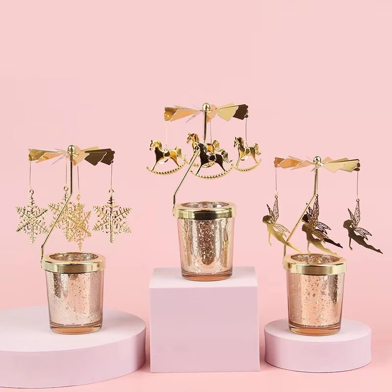 Love Wedding Candle Holders Snowflake Deer Fairy Rotating Candlestick Metal Tray Romantic Home Decoration Christmas Ornament ﻿ - Smoothy Home