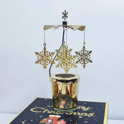 Love Wedding Candle Holders Snowflake Deer Fairy Rotating Candlestick Metal Tray Romantic Home Decoration Christmas Ornament ﻿ - Smoothy Home