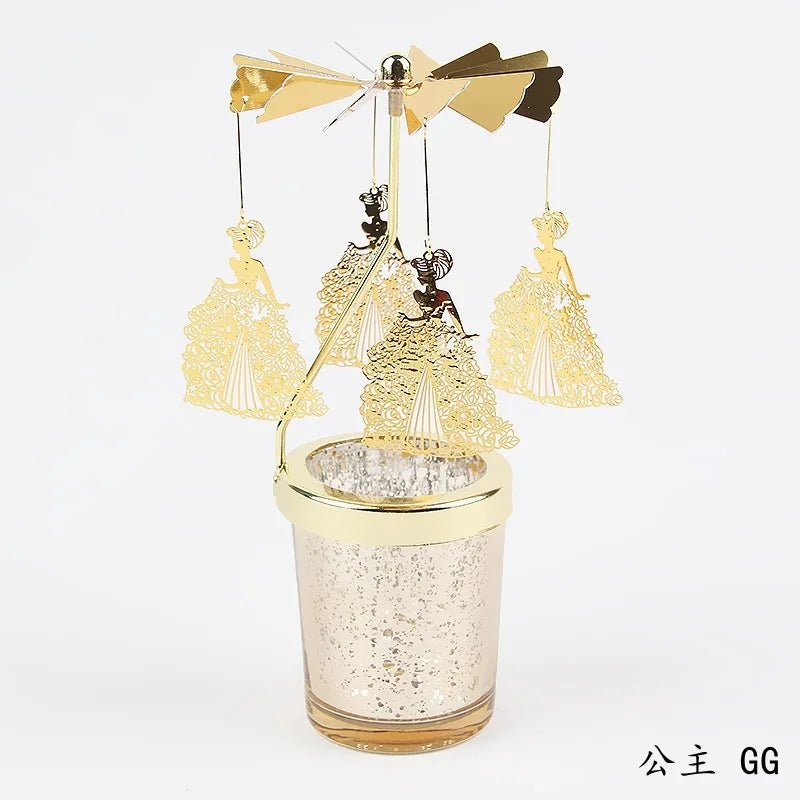 Love Wedding Candle Holders Snowflake Deer Fairy Rotating Candlestick Metal Tray Romantic Home Decoration Christmas Ornament ﻿ - Smoothy Home