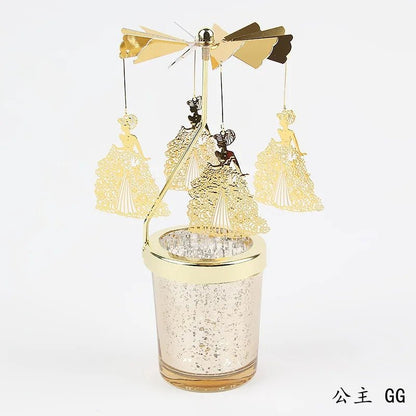 Love Wedding Candle Holders Snowflake Deer Fairy Rotating Candlestick Metal Tray Romantic Home Decoration Christmas Ornament ﻿ - Smoothy Home