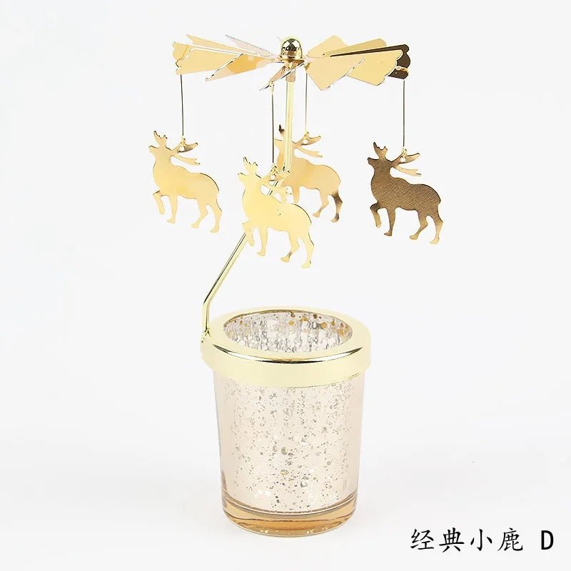 Love Wedding Candle Holders Snowflake Deer Fairy Rotating Candlestick Metal Tray Romantic Home Decoration Christmas Ornament ﻿ - Smoothy Home