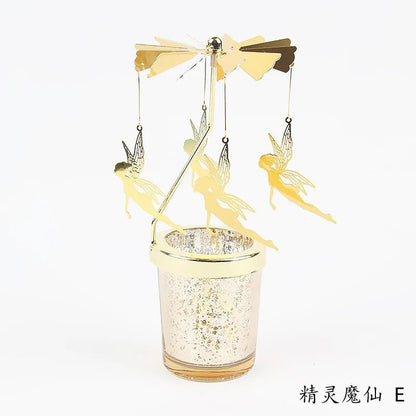 Love Wedding Candle Holders Snowflake Deer Fairy Rotating Candlestick Metal Tray Romantic Home Decoration Christmas Ornament ﻿ - Smoothy Home
