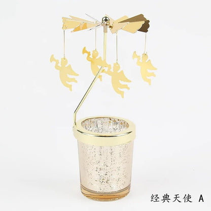 Love Wedding Candle Holders Snowflake Deer Fairy Rotating Candlestick Metal Tray Romantic Home Decoration Christmas Ornament ﻿ - Smoothy Home