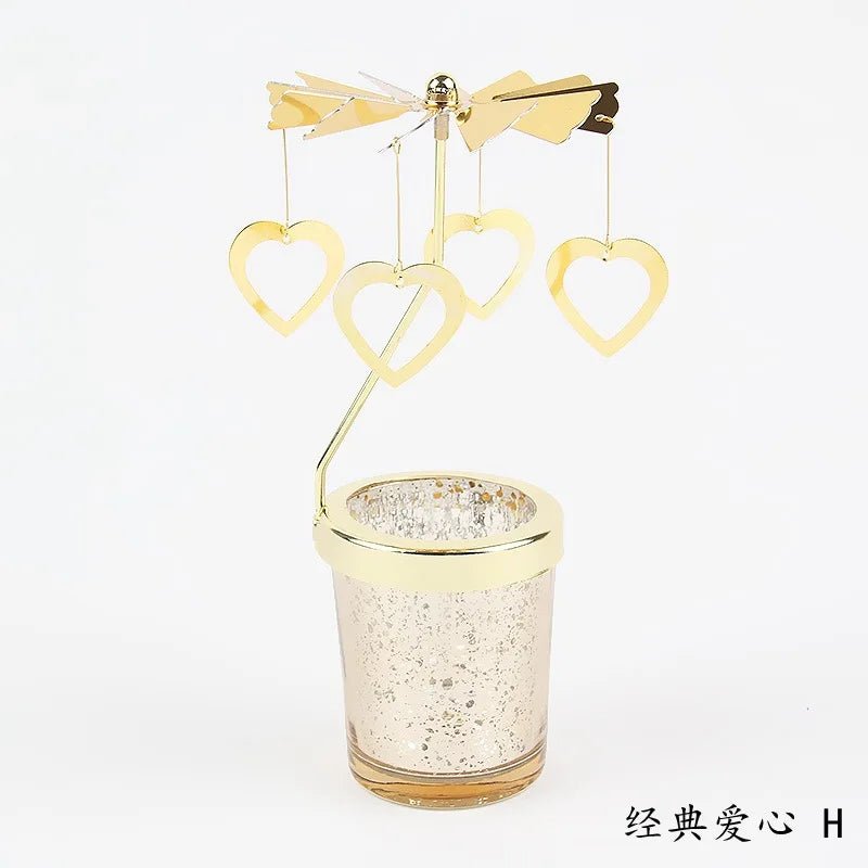 Love Wedding Candle Holders Snowflake Deer Fairy Rotating Candlestick Metal Tray Romantic Home Decoration Christmas Ornament ﻿ - Smoothy Home
