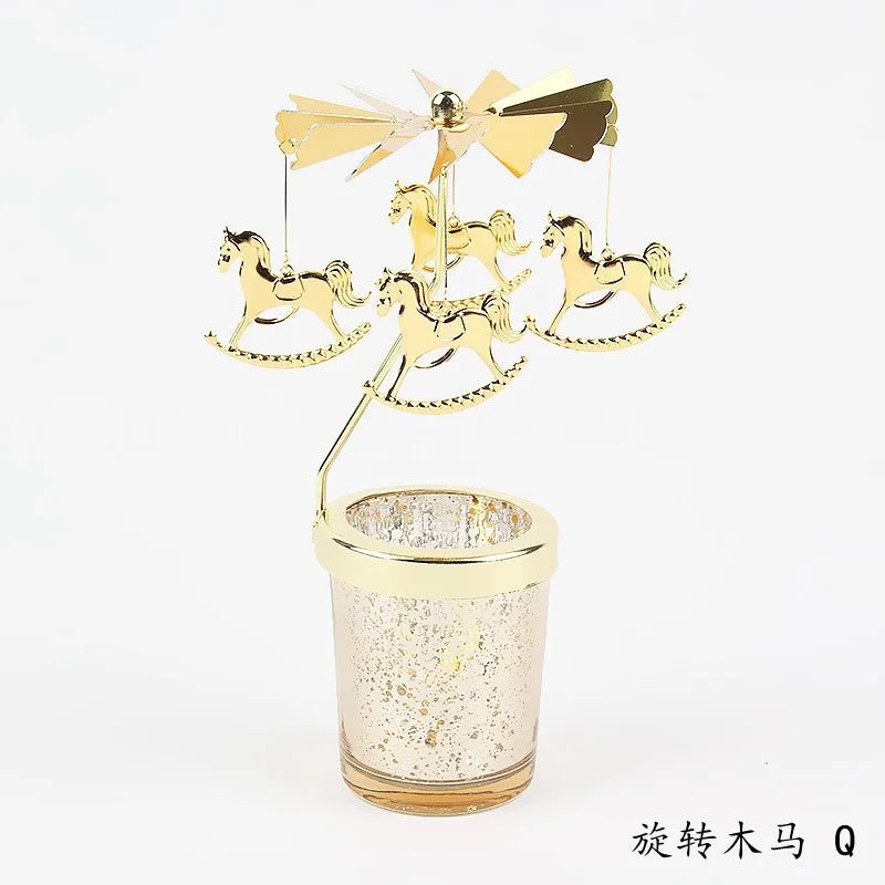Love Wedding Candle Holders Snowflake Deer Fairy Rotating Candlestick Metal Tray Romantic Home Decoration Christmas Ornament ﻿ - Smoothy Home