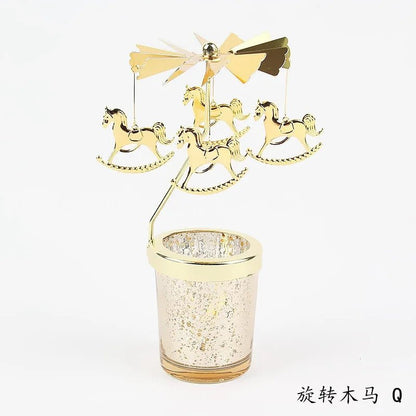 Love Wedding Candle Holders Snowflake Deer Fairy Rotating Candlestick Metal Tray Romantic Home Decoration Christmas Ornament ﻿ - Smoothy Home