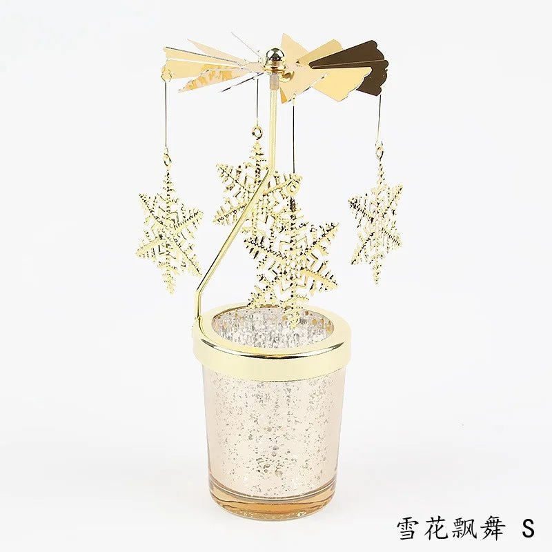 Love Wedding Candle Holders Snowflake Deer Fairy Rotating Candlestick Metal Tray Romantic Home Decoration Christmas Ornament ﻿ - Smoothy Home