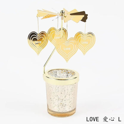 Love Wedding Candle Holders Snowflake Deer Fairy Rotating Candlestick Metal Tray Romantic Home Decoration Christmas Ornament ﻿ - Smoothy Home