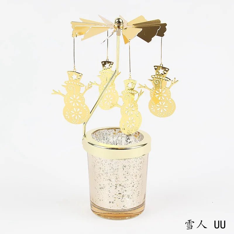 Love Wedding Candle Holders Snowflake Deer Fairy Rotating Candlestick Metal Tray Romantic Home Decoration Christmas Ornament ﻿ - Smoothy Home