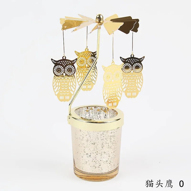 Love Wedding Candle Holders Snowflake Deer Fairy Rotating Candlestick Metal Tray Romantic Home Decoration Christmas Ornament ﻿ - Smoothy Home