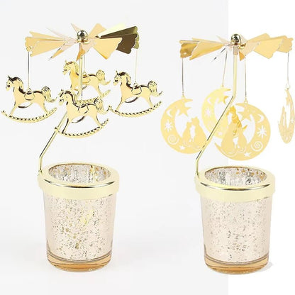 Love Wedding Candle Holders Snowflake Deer Fairy Rotating Candlestick Metal Tray Romantic Home Decoration Christmas Ornament ﻿ - Smoothy Home