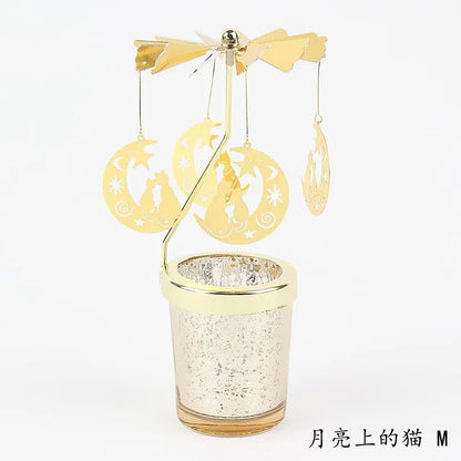 Love Wedding Candle Holders Snowflake Deer Fairy Rotating Candlestick Metal Tray Romantic Home Decoration Christmas Ornament ﻿ - Smoothy Home