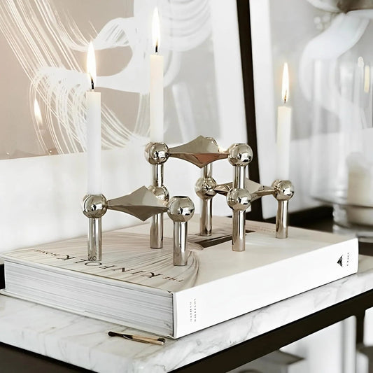 Luxury Candlestick Holders 10cm Small Stand Nordic Stainess steel Candlestick for Stick Skinny Candelabra Set Living Room Decor - Smoothy Home