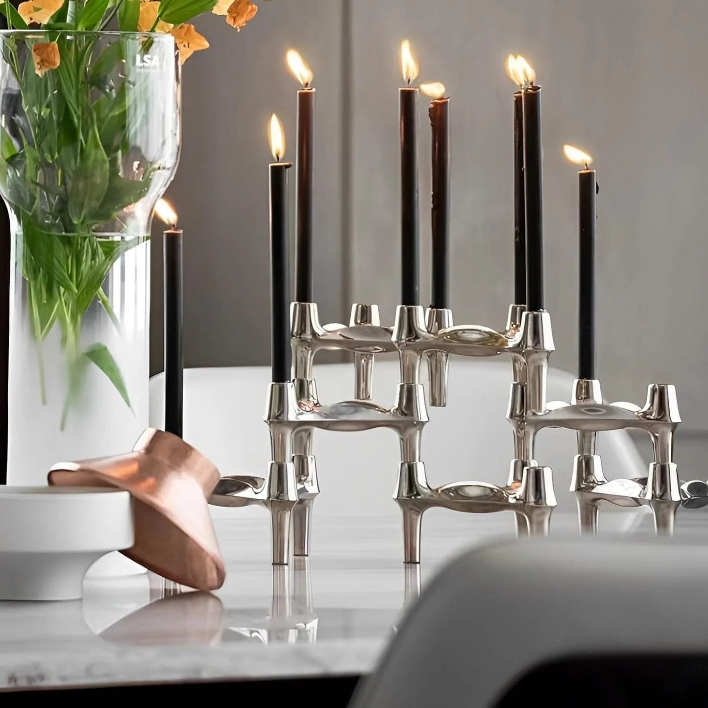 Luxury Candlestick Holders 10cm Small Stand Nordic Stainess steel Candlestick for Stick Skinny Candelabra Set Living Room Decor - Smoothy Home