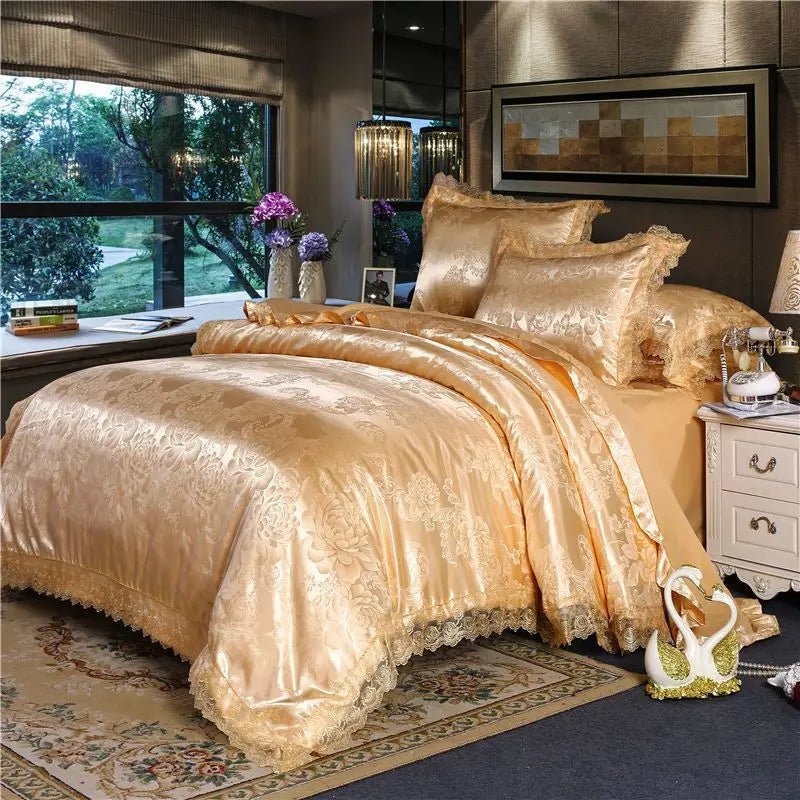 Luxury Jacquard Lace Bedding Set - Smoothy Home