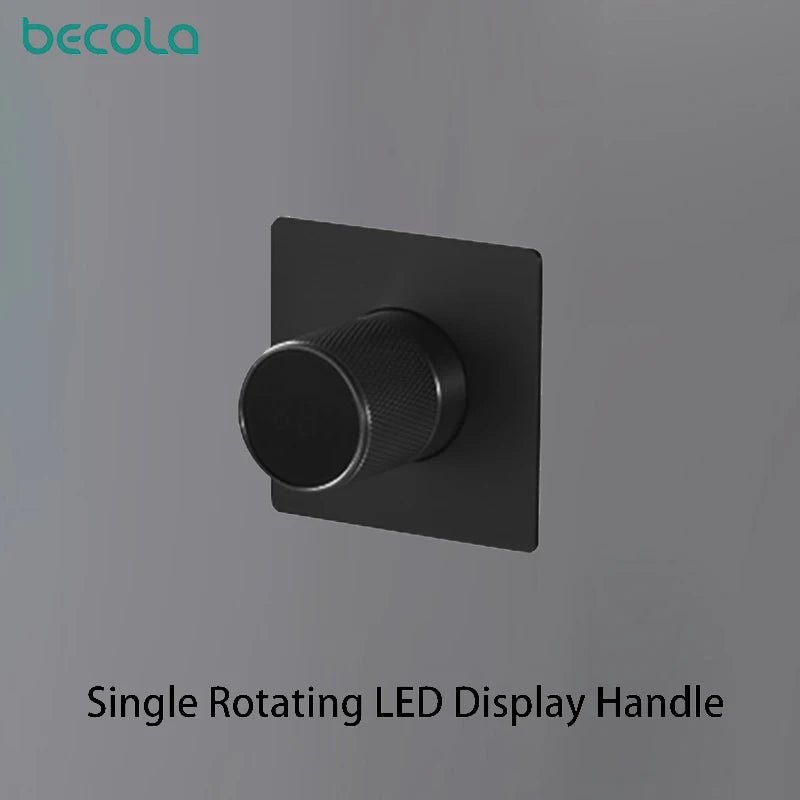 luxury LED digital display black brass bathroom faucet embedded design single handle hot and cold water 2-hole basin Tap - Smoothy Home