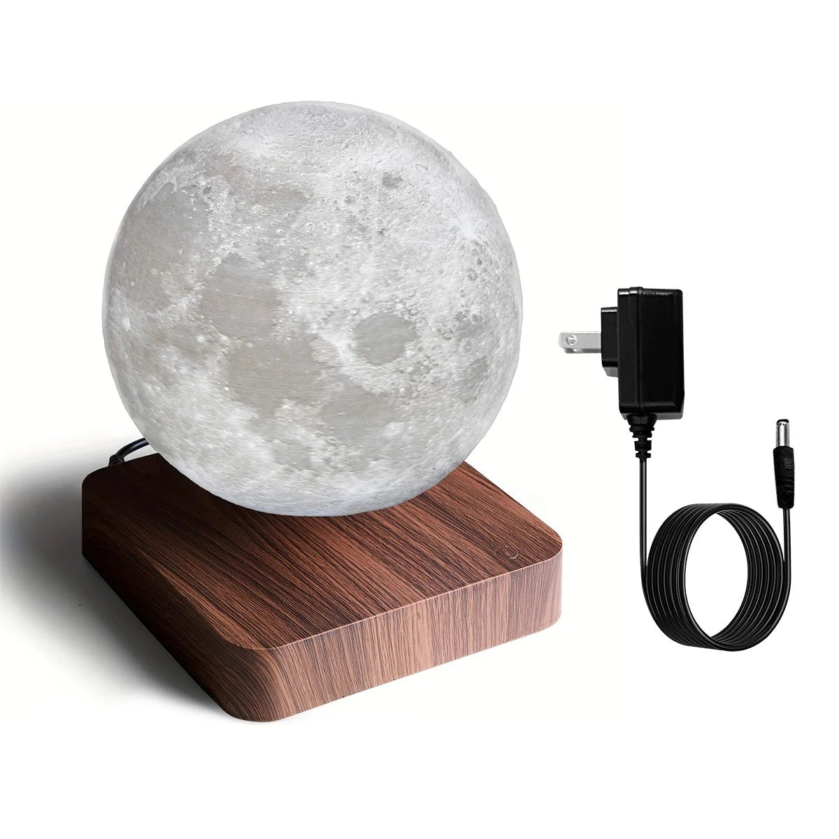 Magnetic Floating Rotating Moon Lamp with Wooden Base, 3 Color Temperature LED Night Lights of Print 3D for Unique Gifts, Room - Smoothy Home